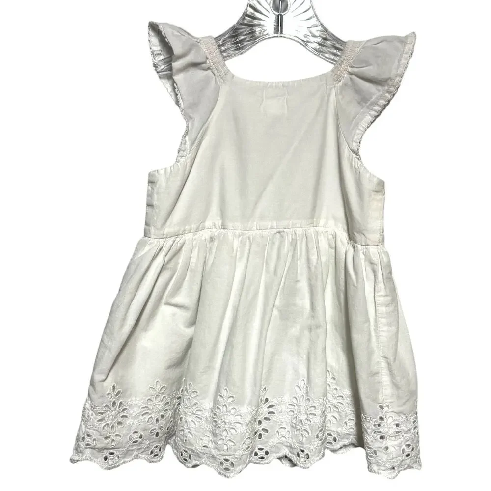 Baby GAP Cotton Eyelet Flutter Sleeve Dress White 18-24 mo